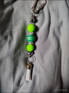 Lime Green Beaded Tassel Keychain